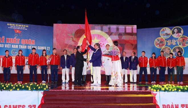 Chùm ảnh lễ xuất quân Đoàn Thể thao Việt Nam dự SEA Games 27