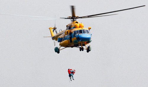 This file photo shows a helicopter taking part in a rescue exercise in Hanoi in 2012