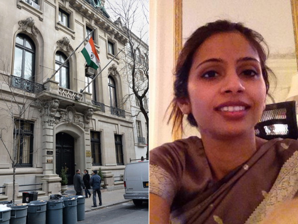 Bà Devyani Khobragade (phải) và Tòa Lãnh sự quán Ấn Độ tại New York. (Nguồn: AFP)