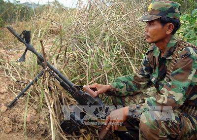 Binh sỹ Campuchia tại khu vực biên giới giáp ranh Thái Lan. Ảnh minh họa. (Nguồn: AFP/TTXVN)