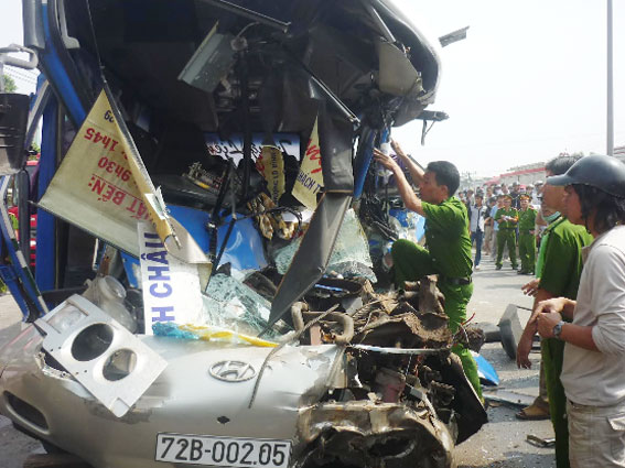 Rescuing passengers trapped inside deformed car