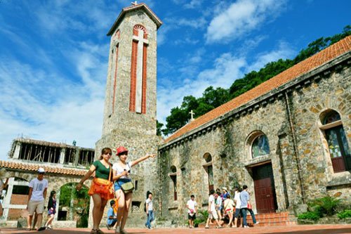 The popular old stone church in Tam Dao
