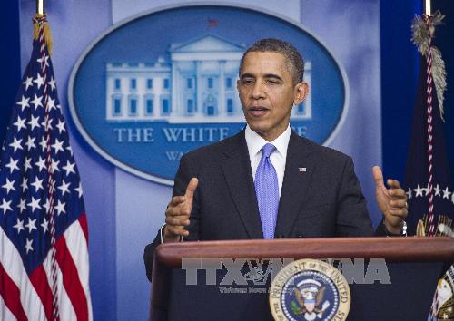  Tổng thống Mỹ Barack Obama trong cuộc họp báo cuối năm. (Ảnh: AFP/TTXVN)