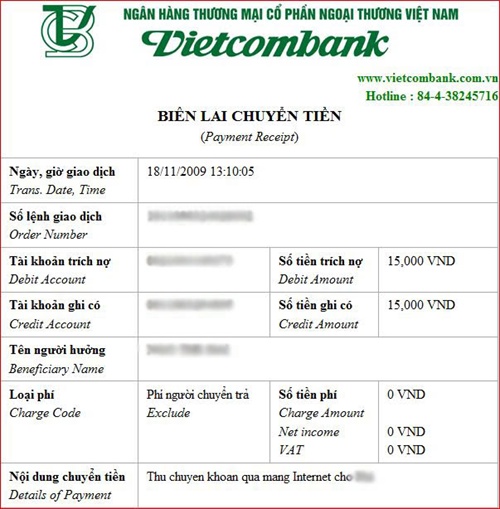 Individuals and organisations will have to pay VND3,300 (US$0.15) per an online transaction with other Vietcombank account holders from January 15.