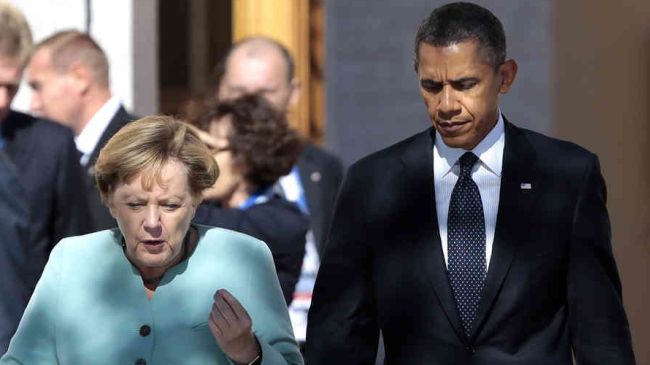 Tổng thống Mỹ Obama và Thủ tướng Đức Merkel. (Ảnh: presstv.ir)