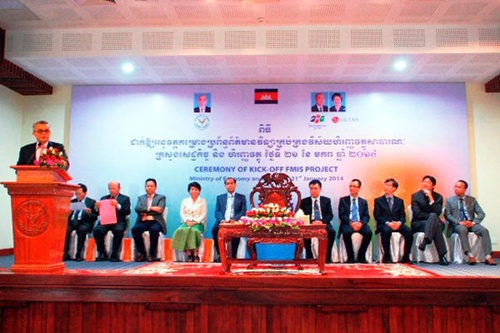 Cambodia Finance and Economy Minister Aun Pornmoniroth at the kick-off Financial Management Information Systems (FMIS) project. He believes that it will bring a lot of changes for Cambodia