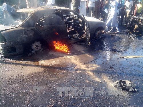 Hiện trường một vụ đánh bom do phiến quân Boko Haram thực hiện tại thành phố Maiduguri ngày 14/1. (Nguồn: AFP/TTXVN)