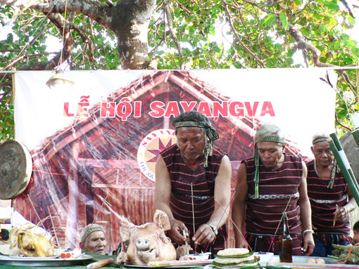 Già làng làm lễ cúng Yang và cầu mong mưa thuận gió hòa, mùa mang bội thu để đồng bào có cuộc sống no đủ.