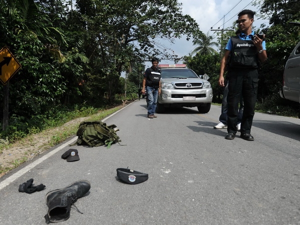 Hiện trường vụ đánh bom ở Nam Thái Lan ngày 21/1. (Nguồn: AFP/TTXVN)