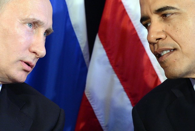 Thổng thống Nga Putin và Tổng thống Mỹ Obama có phản ứng trái ngược về kết quả cuộc trưng cầu dân ý tại Crimea. (Ảnh: AFP)