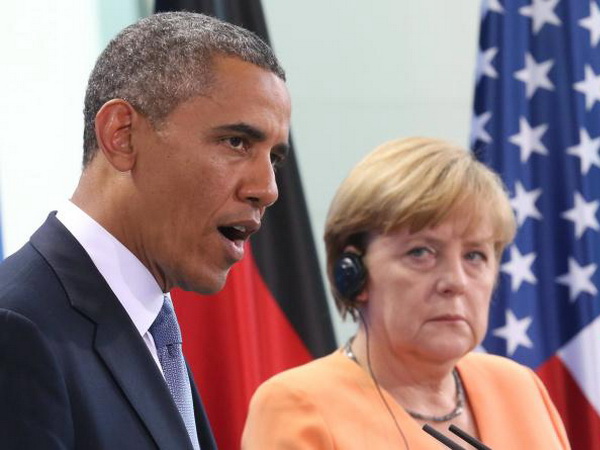 Thủ tướng Đức Angela Merkel và Tổng thống Mỹ Barack Obama. (Nguồn: AP)