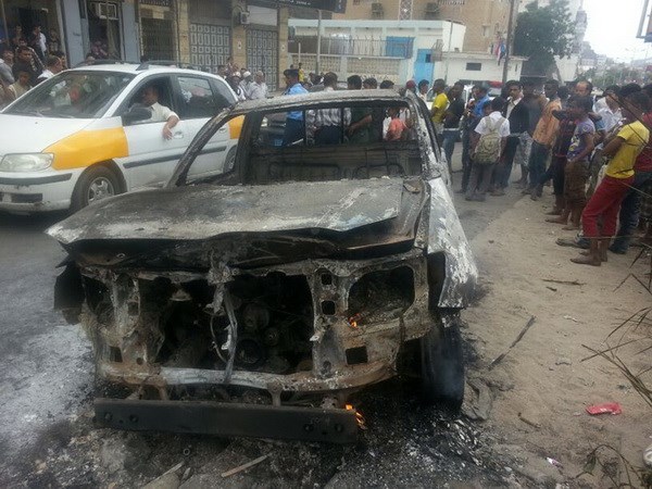 Hiện trường của vụ đánh bom tại Yemen. (Nguồn: AFP/TTXVN)