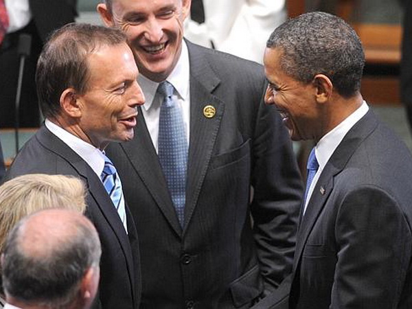 Thủ tướng Australia Tony Abbott và Tổng thống Mỹ Barack Obama tại cuộc gặp năm 2011. (Nguồn: AFP)