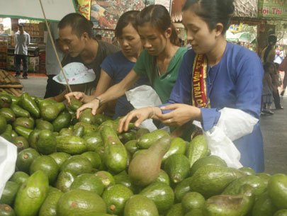 Visitors buy avocadoes at the Southern Fruit Festival 2014 at Suoi Tien Theme Park in HCMC’s District 9 