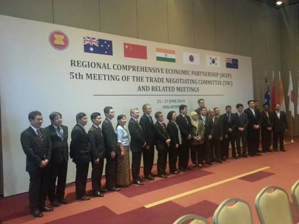 Việt Nam cùng 9 nước thành viên khác của Hiệp hội ASEAN và 6 nước đối tác dự vòng đàm phán thứ 5 RCEP tại Singapore (Ảnh: CTV)