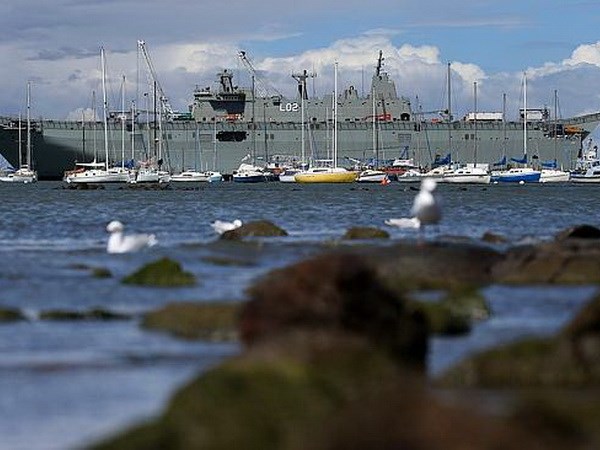Tàu chiến HMAS Canberra tại cảng Williamstown. (Nguồn: News Corp Australia)