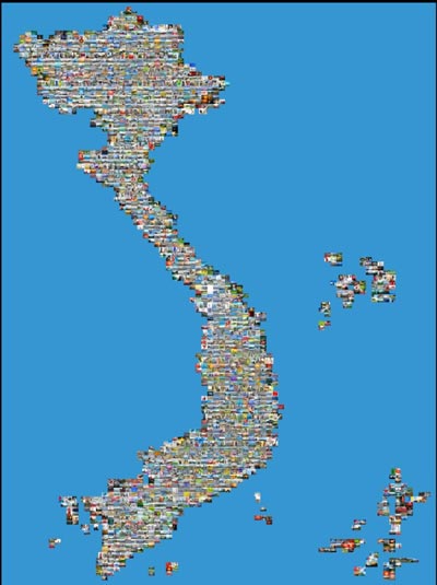 Over 100,000 photos form an S-shaped map of Viet Nam
