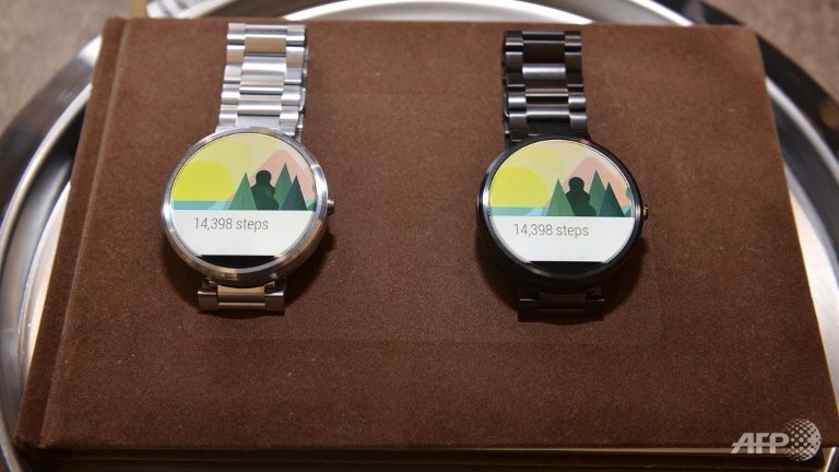 Moto 360 smartwatches on display