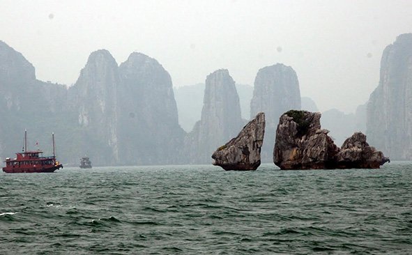 Halong Bay in the mist of autumn