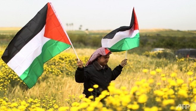 Một người Palestine cầm cờ của vùng lãnh thổ này. (Nguồn: AFP)