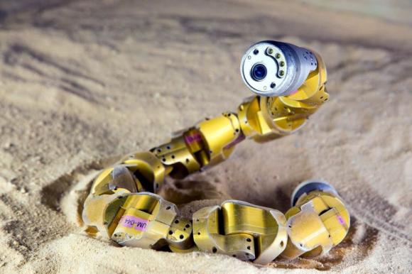   A sidewinder rattlesnake robot is pictured in this undated handout photo provided by Chaohui Gong. 