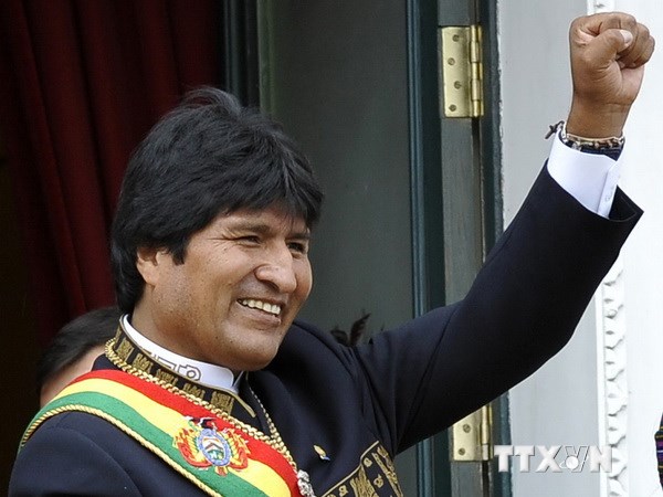 Đương kim Tổng thống Bolivia Evo Morales trước những người ủng hộ tại thủ đô La Paz. (Nguồn: THX/TTXVN)