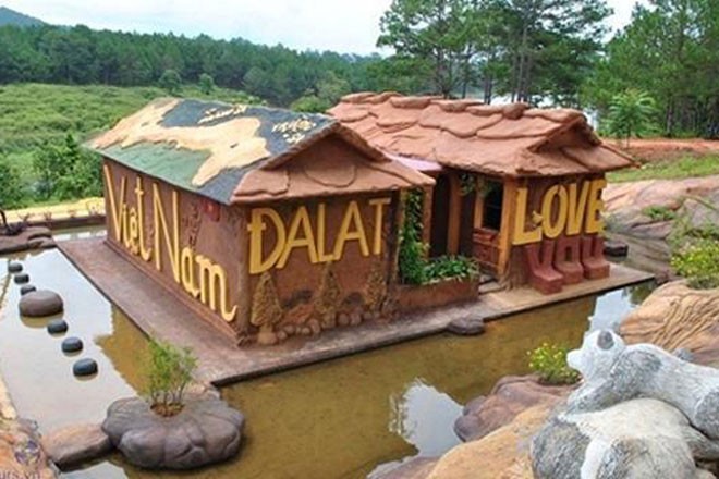 A close-up of clay sculptures in Da Lat