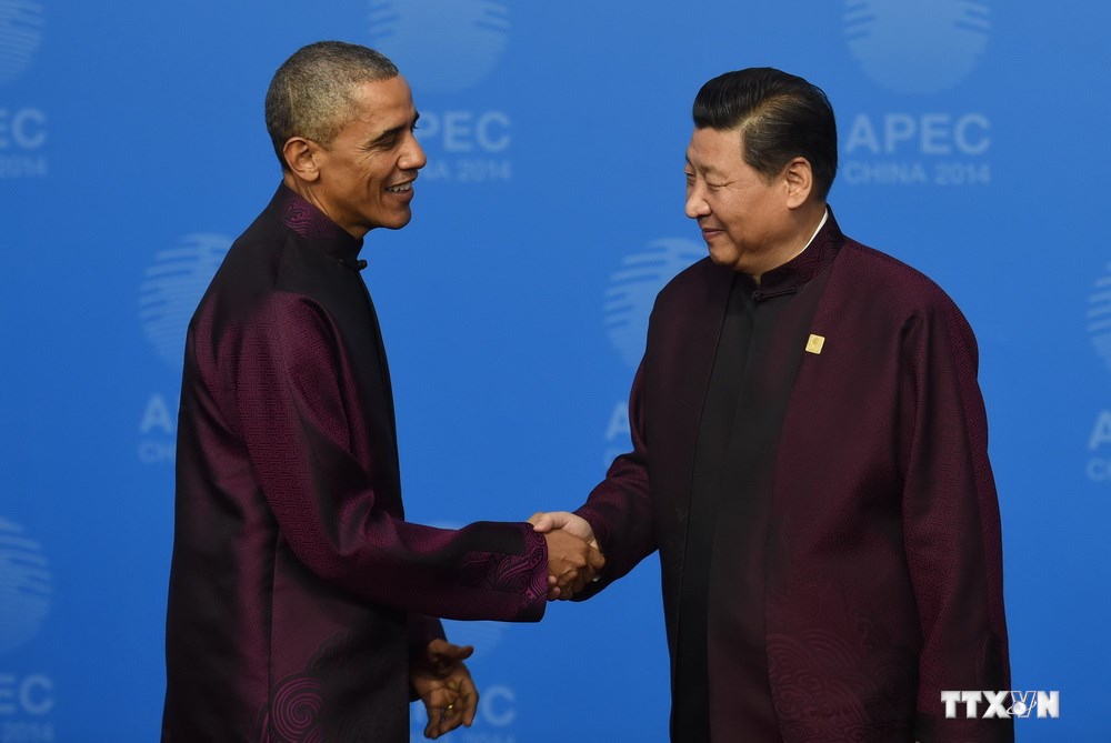  Chủ tịch Trung Quốc Tập Cận Bình và Tổng thống Mỹ Barack Obama tại hội nghị APEC. (Nguồn: AFP/TTXVN)