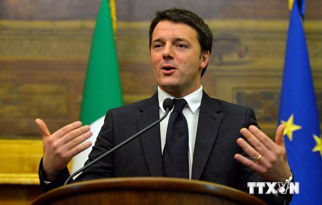 Thủ tướng Italy Matteo Renzi trong cuộc họp báo tại Rome. (Nguồn: AFP/ TTXVN)