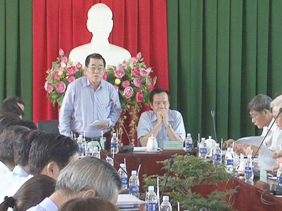 Đồng chí Nguyễn Thành Công phát biểu tại buổi kiểm tra