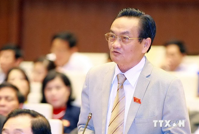 Đại biểu Quốc hội Thành phố Hồ Chí Minh Trần Du Lịch phát biểu ý kiến tại hội trường sáng 17/11. (Ảnh: TTXVN)