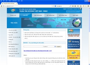 The website of Vietnam Internet Network Information Centre (VNNIC), which made the report (File Photo)