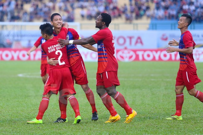 Anh Đức ghi bàn duy nhất giúp Bình Dương giành Siêu Cúp. (Ảnh: Vietnam+)