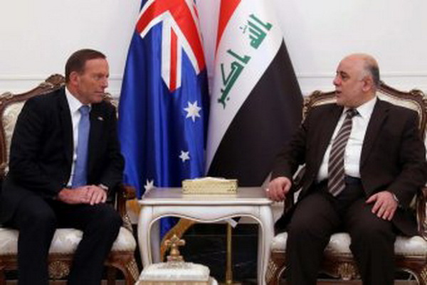 Thủ tướng Australia (trái) và người đồng cấp Iraq. (Nguồn: AFP)