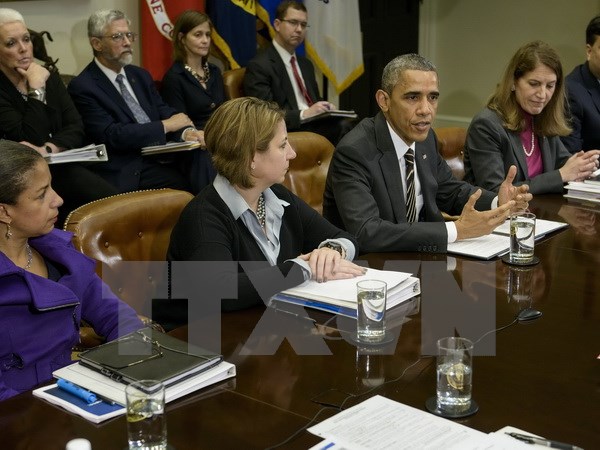 Tổng thống Mỹ Barack Obama trong buổi họp tại Nhà Trắng. (Ảnh: AFP/TTXVN)