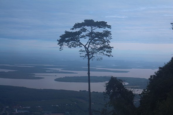 A view of Thac Mo hydropower reservoir seen from the peak of Ba Ra Mountain 