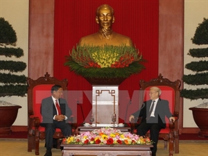 Party Secretary Nguyen Phu Trong receives Secretary of the Central Committee of the Lao People’s Revolutionary Party Chansy Phosikham