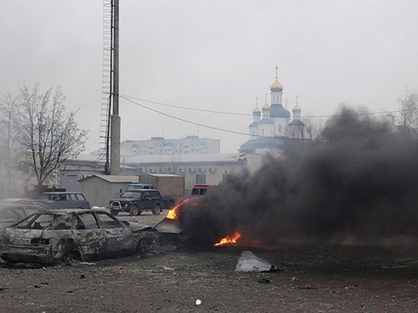 Hiện trường vụ tấn công tại cảng Mariupol. (Nguồn: Reuters)