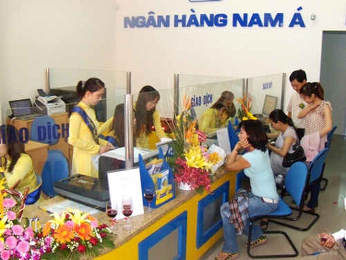 A transaction office of Nam A Bank. The bank intends to list on the stock exchange this year. 