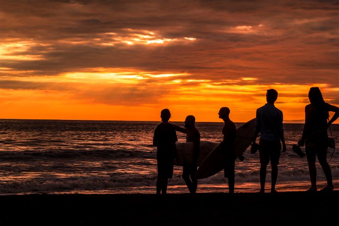 Sunset at the Playa Jacó beach in Costa Rica