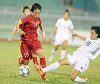 Striker Minh Nguyet (number 18) scored a hattrick against the Philippines on Wednesday.