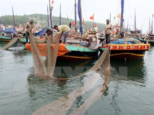 Off-shore fishing boats at Hai Binh commune, Tinh Gia district, central Thanh Hoa province.