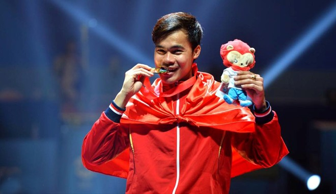 Tiến Nhật giành 2 HCV đấu kiếm ở SEA Games. Ảnh: T.L