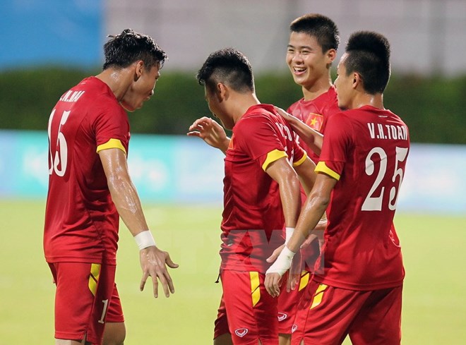 U23 Việt Nam sẽ quyết chiến U23 Thái Lan để giành ngôi đầu. (Ảnh: TTXVN)