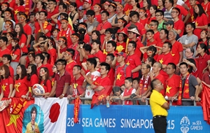 Vietnamese football fans at the Kallang National Stadium