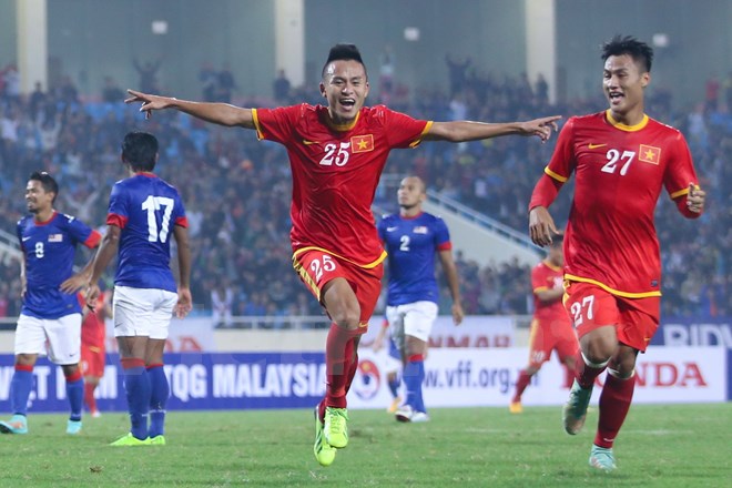 Huy Toàn (25) là một trong ba cầu thủ săn bàn hàng đầu SEA Games 28. (Ảnh: Vietnam+)