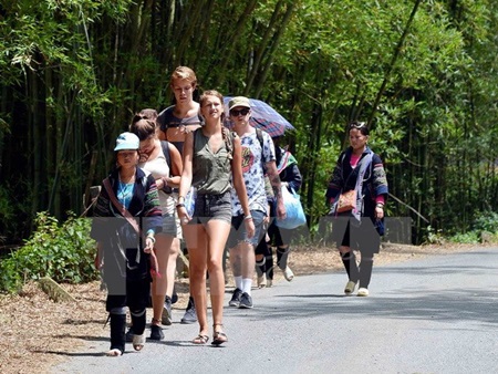 A group of European tourists make a trip to Sa Pa Township in Lao Cai. PM Nguyen Tan Dung's decision to grant visa exemption five European countries expects to lure more tourists to Viet Nam. 