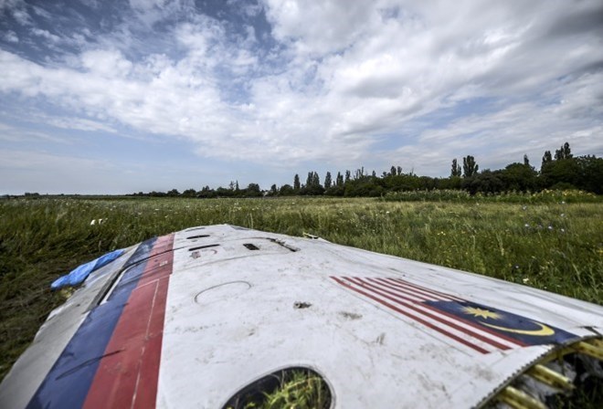 Mảnh vỡ máy bay MH17 tại hiện trường ở làng Grabove, miền Đông Ukraine. (Nguồn: AFP)