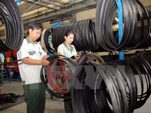 Labourers work at the Bien Hoa industrial park of Dong Nai.