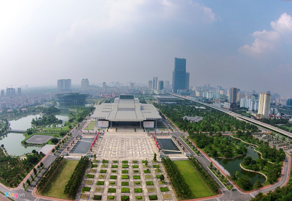  The Vietnam National Conference Center at 57 Pham Hung is the largest construction complex in Vietnam and Southeast Asia. Construction began in November 2004 and the work was completed after 22 months on a total area of 64,000 m2, at a cost of VND4.3 trillion. It was designed by Gerkan, Marg and Partners. The first event held here was the Asia-Pacific Economic Cooperation (APEC) Summit in December 2006. It has become a venue for important political, cultural, scientific events of the country. This is a 5 storey block with the main meeting room with 3,800 seats in the 2nd floor, a ground and an underground parking lot which can accommodate nearly 1,100 cars. 